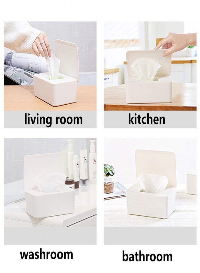 DEF Wipes Dispenser, Polypropylene Baby Wipes Case Sealed Keeps Wet Tissue Fresh Flushable Case Holders Easy Open and Close Non-Slip for Desk Office Dorm Kitchen Washroom Vanity (White) - Image 2